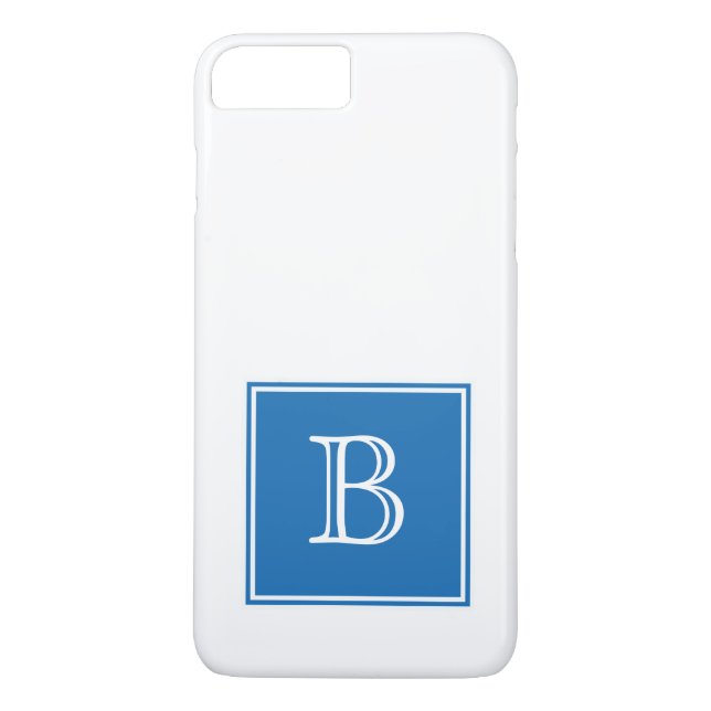 Capa Para iPhone, Case-Mate Monograma ao quadrado azul (Verso)