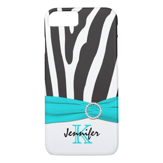 Capa Para iPhone, Case-Mate Monograma Aqua, Black, White Zebra Striped iPhone  (Verso)
