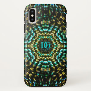 Capa Para iPhone XS Monograma Aqua Dourada Artista Geométrica