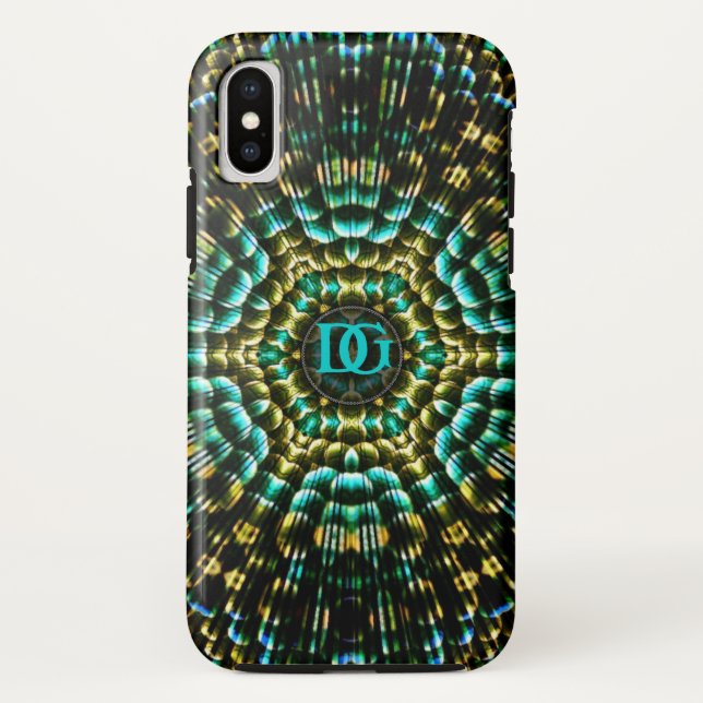 Capa Para iPhone, Case-Mate Monograma Aqua Dourada Artista Geométrica (Verso)