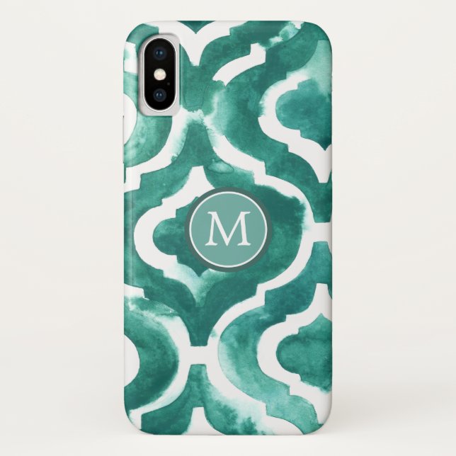 Capa Para iPhone, Case-Mate Monograma | Aquamarine Motif IV (Verso)