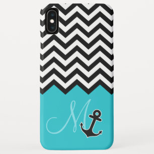 Capa Para iPhone Da Case-Mate Monograma azul do na moda do teste padrão de
