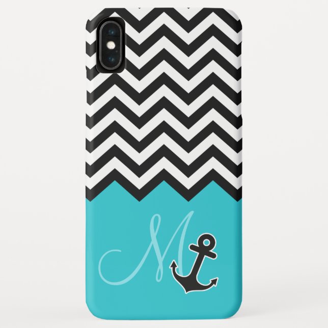 Capa Para iPhone, Case-Mate Monograma azul do na moda do teste padrão de (Verso)