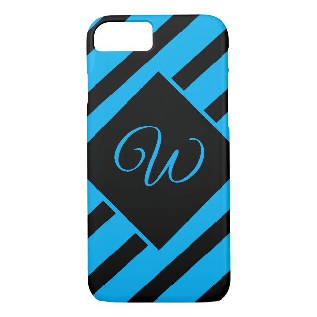 Capa Para iPhone, Case-Mate Monograma Azul e Preto bonito (Verso)