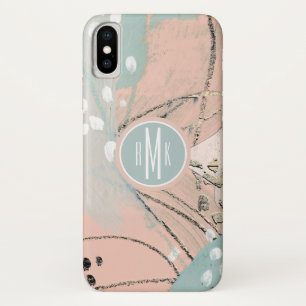 Capa Para iPhone X Monograma Blush e Dourado I