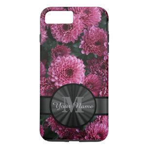 Capa Para iPhone Da Case-Mate Monograma bonito de flores de Chrysanthemum, rosa