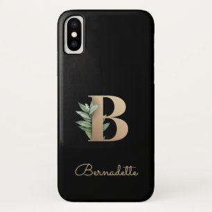 Capa Para iPhone Da Case-Mate Monograma Botânico Elegante Letra Dourada B