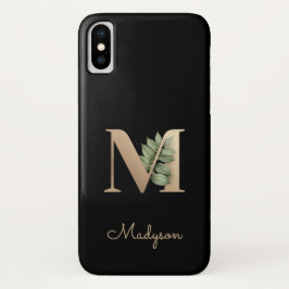 Capa Para iPhone Da Case-Mate Monograma Botânico Elegante - Letra Dourada M