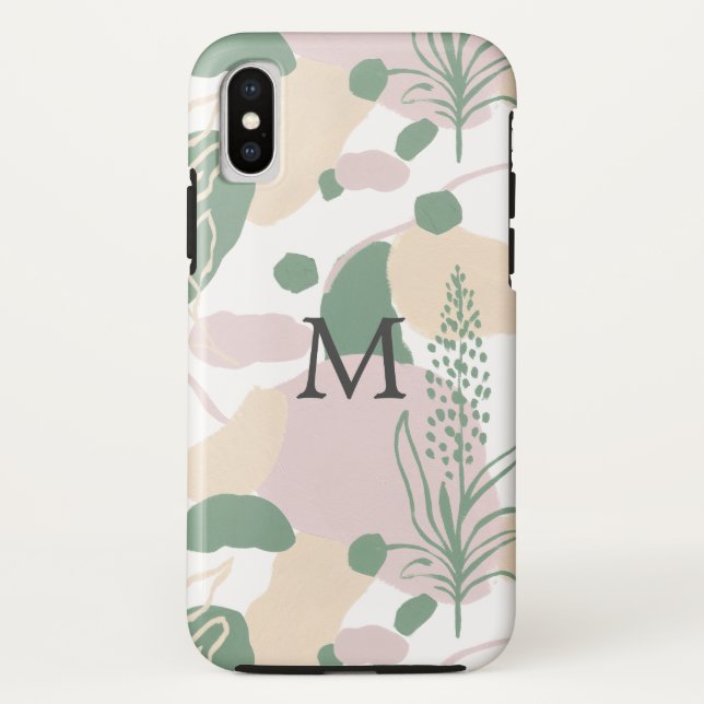 Capa Para iPhone, Case-Mate Monograma Botânico Pastel Abstrato Geométrico (Verso)