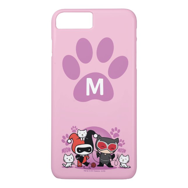Capa Para iPhone, Case-Mate Monograma Chibi Harley Quinn E Mulher-Gato Com Gat (Verso)