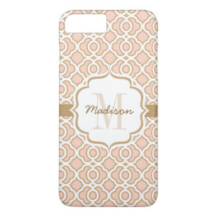 Capa Para iPhone Da Case-Mate Monograma com cor rosa e folha de papel Dourada