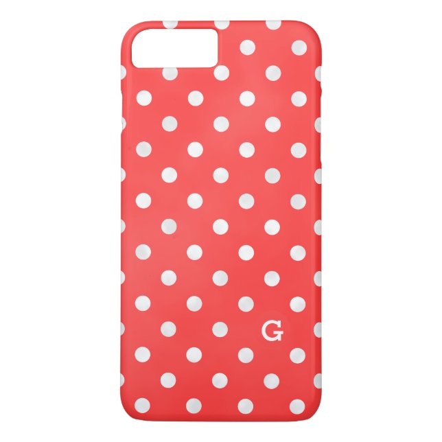 Capa Para iPhone, Case-Mate Monograma com padrões de bolinhas vermelhas e bran (Verso)