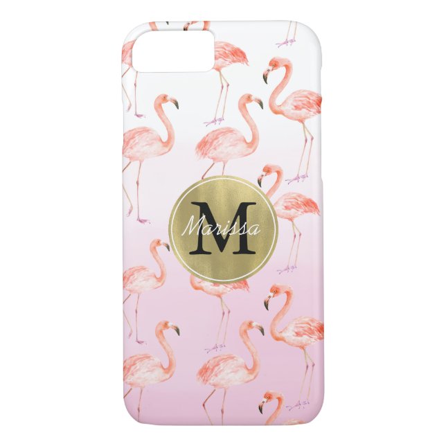 Capa Para iPhone, Case-Mate Monograma cor-de-rosa dos flamingos (Verso)