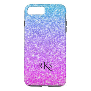 Capa Para iPhone Da Case-Mate Monograma cor-de-rosa e azul elegante do impressã