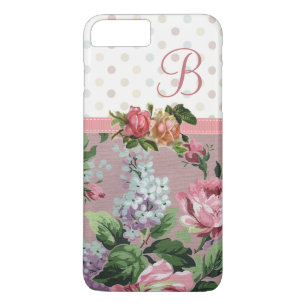 Capa Para iPhone Da Case-Mate Monograma cor-de-rosa floral do vintage das