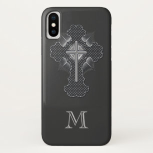 Capa Para iPhone Da Case-Mate Monograma cristão das cinzas da cruz do cromo
