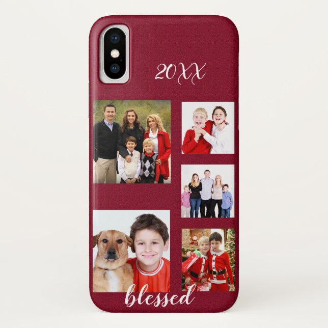Capa Para iPhone, Case-Mate Monograma da Colagem de Fotos da Família Feriada E (Verso)