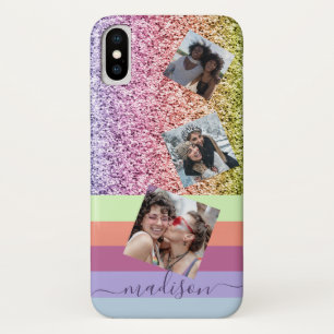 Capa Para iPhone Da Case-Mate Monograma da Colagem de Fotos do Arco-Íris Modern