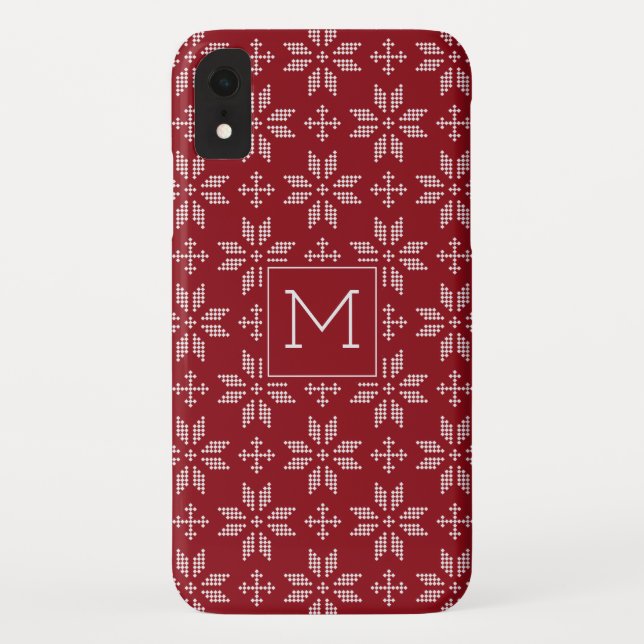 Capa Para iPhone, Case-Mate Monograma da Feira de Natal da Ilha Red Sweater (Verso)