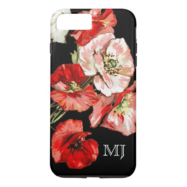 Capa Para iPhone, Case-Mate Monograma da flor selvagem da papoila (Verso)