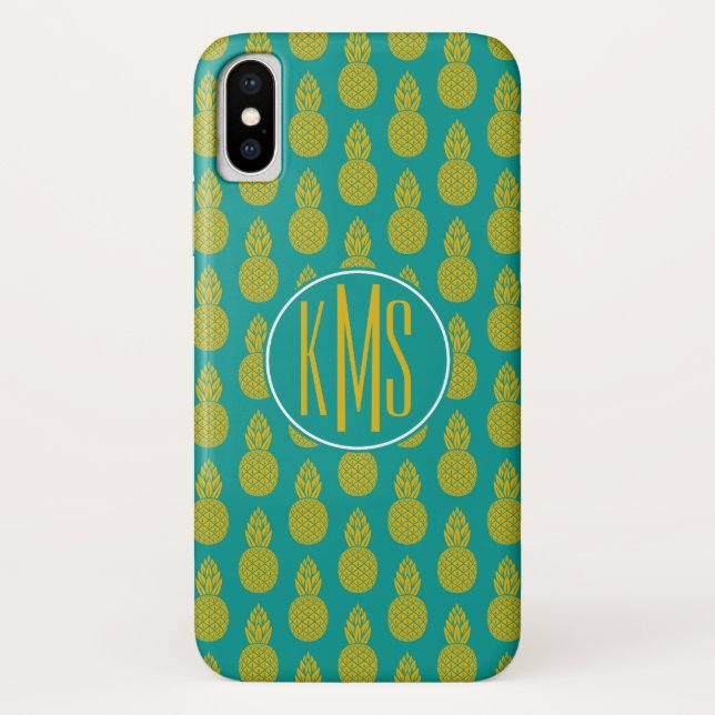 Capa Para iPhone, Case-Mate Monograma da fruta tropical | do abacaxi (Verso)