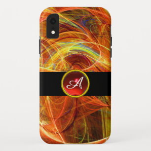 CAPA PARA iPhone XR MONOGRAMA DA PEDRA DE PEDRA VERMELHA FOTÃO LOUCA