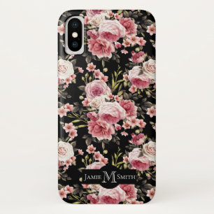 Capa Para iPhone Da Case-Mate Monograma da profusão do rosa do rosa - fundo