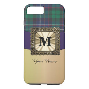Capa Para iPhone Da Case-Mate Monograma da xadrez de tartã azul e verde