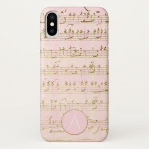 Capa Para iPhone Da Case-Mate Monograma das notas musicais do ouro cor-de-rosa e