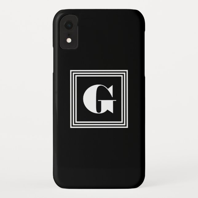 Capa Para iPhone, Case-Mate Monograma de 3 Quadros Negrito | Preto e branco (Verso)