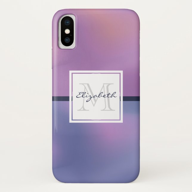 Capa Para iPhone, Case-Mate Monograma de Abstrato Roxo e Rosa Modernos (Verso)