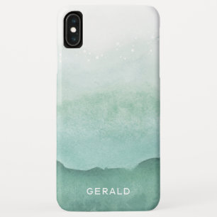 Capa Para iPhone Da Case-Mate Monograma de bolhas de aquarelas de onda verde