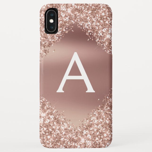 Capa Para iPhone, Case-Mate Monograma de brilho brilho de luxo com rosa Dourad (Verso)