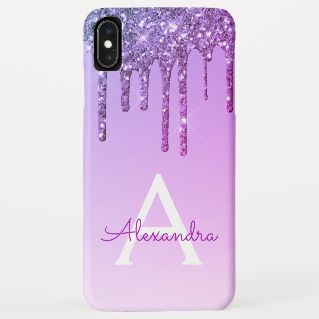 Capa Para iPhone, Case-Mate Monograma de brilho de luxo roxo (Verso)
