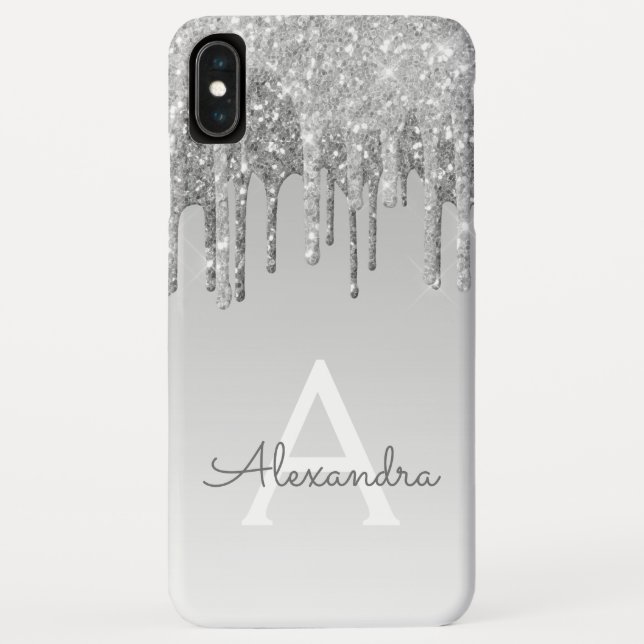 Capa Para iPhone, Case-Mate Monograma de brilho de prata de luxo (Verso)