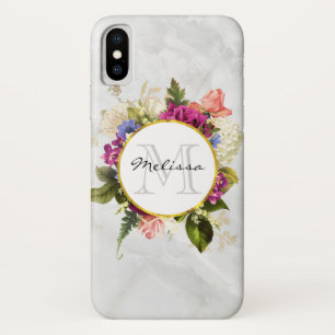 Capa Para iPhone Da Case-Mate Monograma de Buquê Floral Cor-de-Rosa Moderno em A