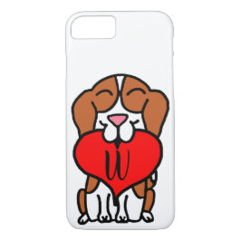 Capa iPhone 8/ 7 Monograma de Cartoon Cardíaco Beagle