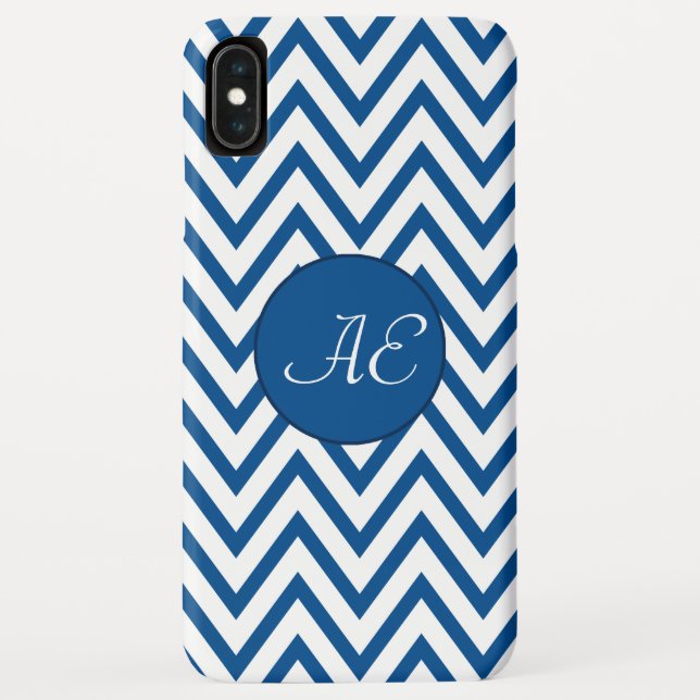 Capa Para iPhone, Case-Mate Monograma de Chevron Azul (Verso)