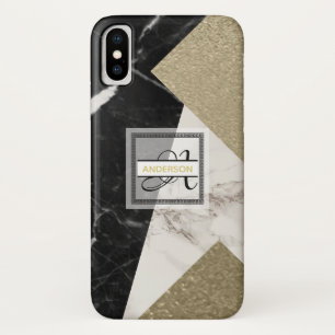 Capa Para iPhone Da Case-Mate Monograma de Cinza Negra Dourada Glitter Geométri
