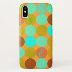 Capa Para iPhone Da Case-Mate Monograma de Círculos Verdes e Laranja Azul Turque