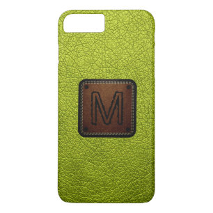 Capa Para iPhone Da Case-Mate Monograma de couro verde ácido do olhar