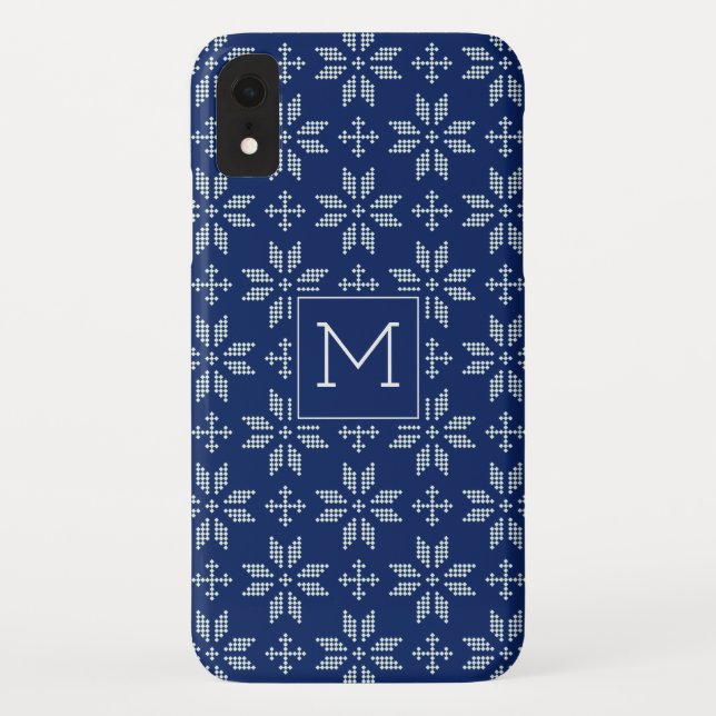 Capa Para iPhone, Case-Mate Monograma de Feira Branca de Marinho Sweater Isle  (Verso)