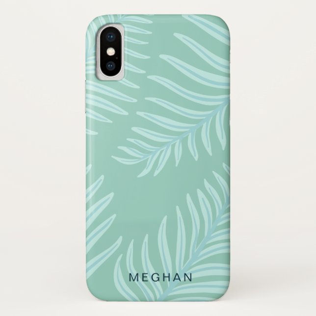 Capa Para iPhone, Case-Mate monograma de folhagem pastel tropical (Verso)