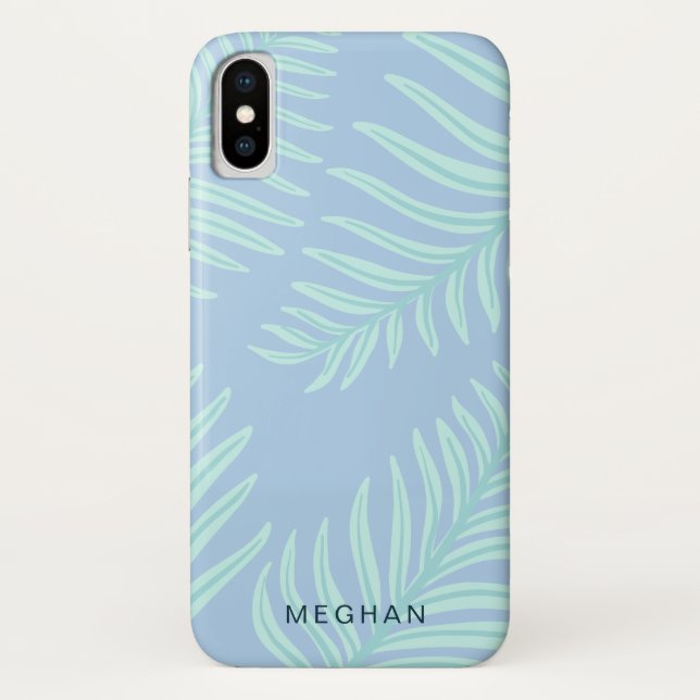 Capa Para iPhone, Case-Mate monograma de folhagem pastel tropical (Verso)