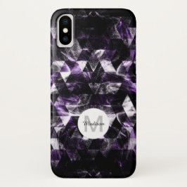 Capa Para iPhone X Monograma de Galáxia de Enfumaçados Roxos Geométri