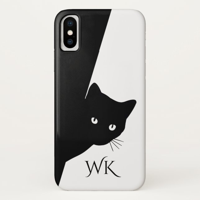 Capa Para iPhone, Case-Mate Monograma de Gato Preto Astuto (Verso)