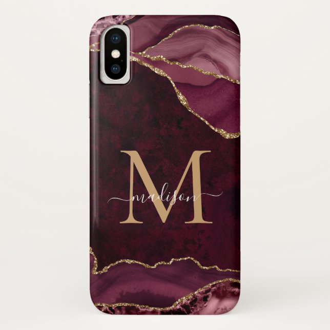 Capa Para iPhone, Case-Mate Monograma de Gemstone Gemstone, Agate Glitter Verm (Verso)