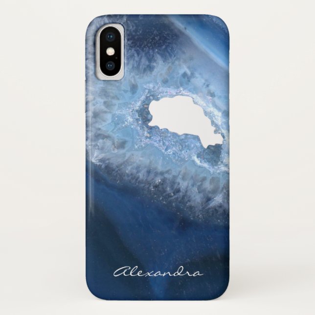 Capa Para iPhone, Case-Mate Monograma de Geodo Azul Escuro (Verso)