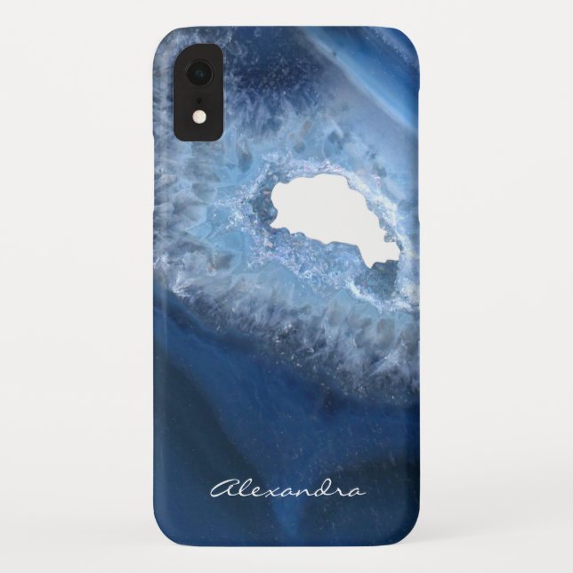 Capa Para iPhone, Case-Mate Monograma de Geodo Azul Escuro (Verso)