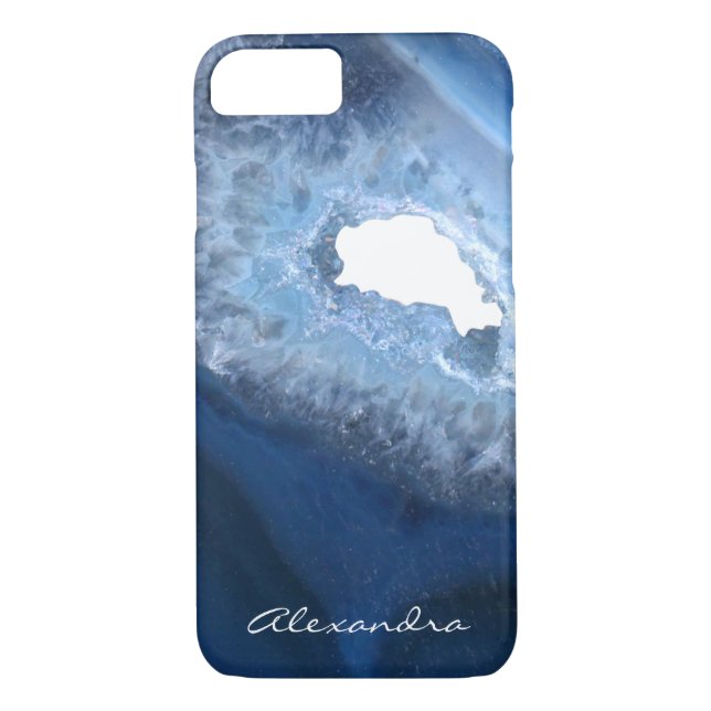 Capa Para iPhone, Case-Mate Monograma de Geodo Azul Escuro (Verso)